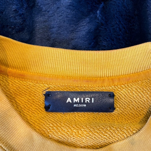 AMIRI Paisley Gold Blue Logo Crewneck Sweatshirt - Picture 4 of 9